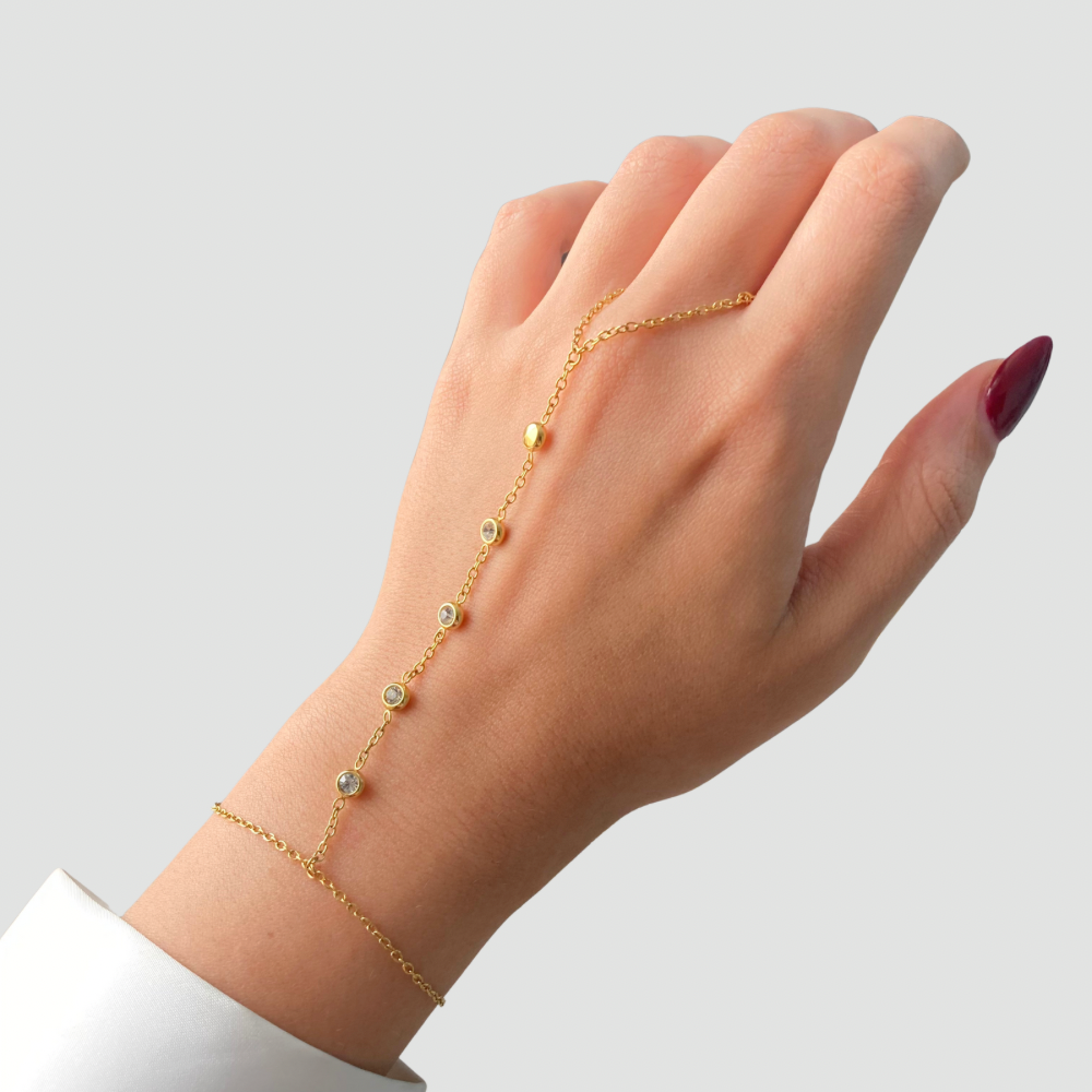 5 White Zircons Handchain