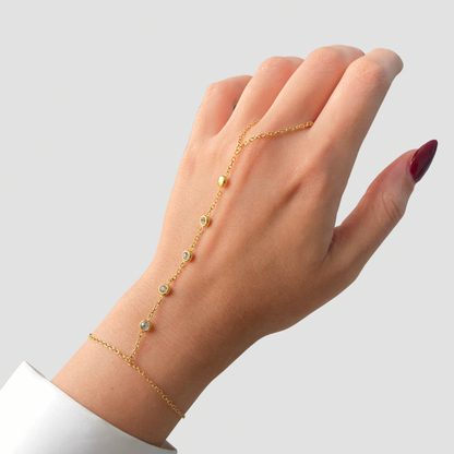 5 White Zircons Handchain