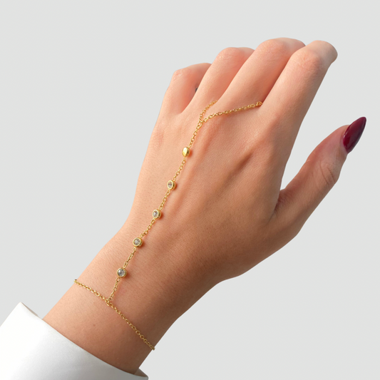 5 White Zircons Handchain