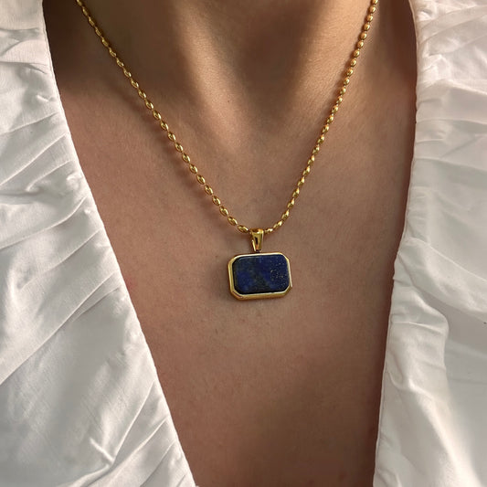 Navy Blue Stone Necklace