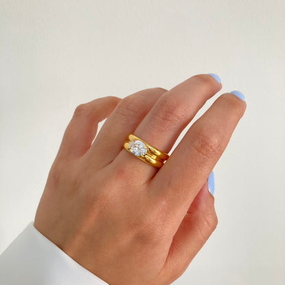 White Wide Band Ring