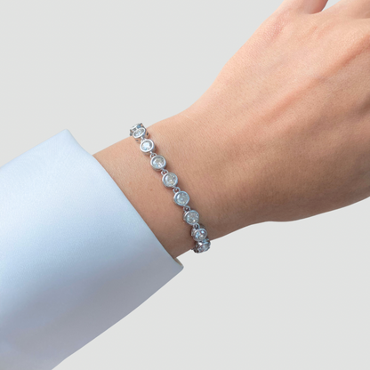 Round Tennis Silver Bracelet