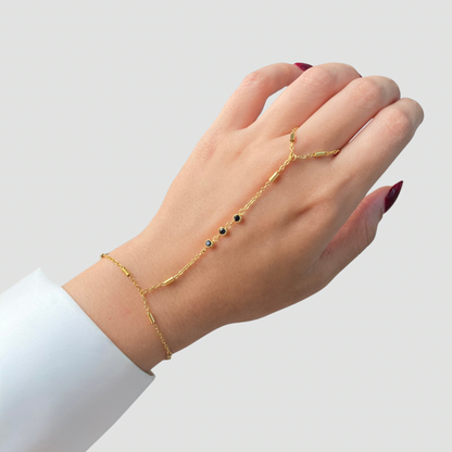 Triple Black Stone Handchain