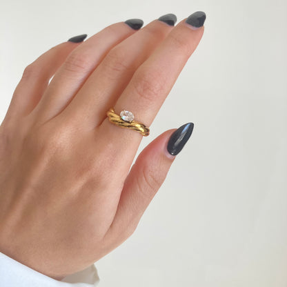 Embellished Oval Twist Ring