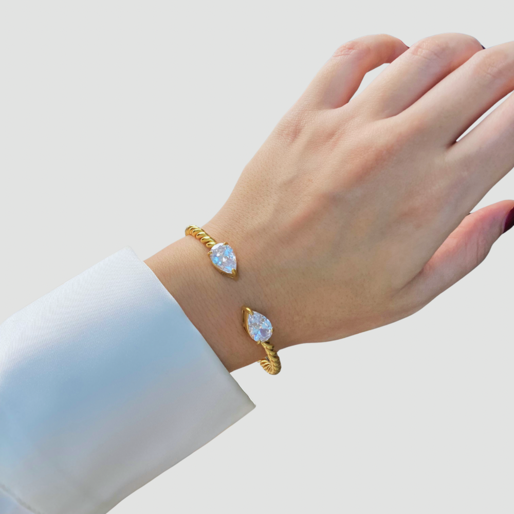 Twisted Crystals Open Bangle