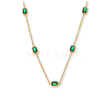 Green Stones Necklace Gold