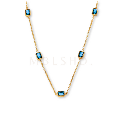 Blue Stones Necklace Gold