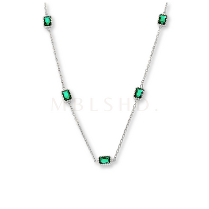 Green Stones Necklace Silver