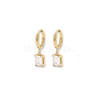 White Square Drop Earrings