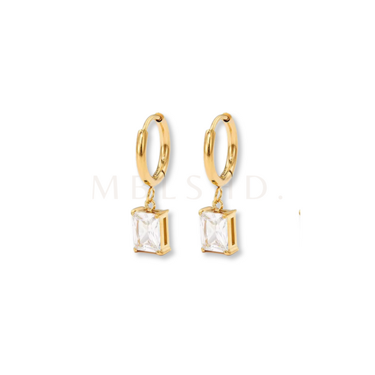 White Square Drop Earrings