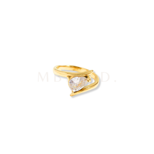 White Zircon Bypass Ring