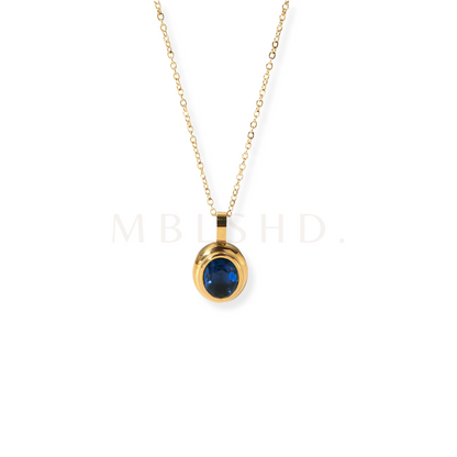 Navy Blue Oval Pendant Necklace