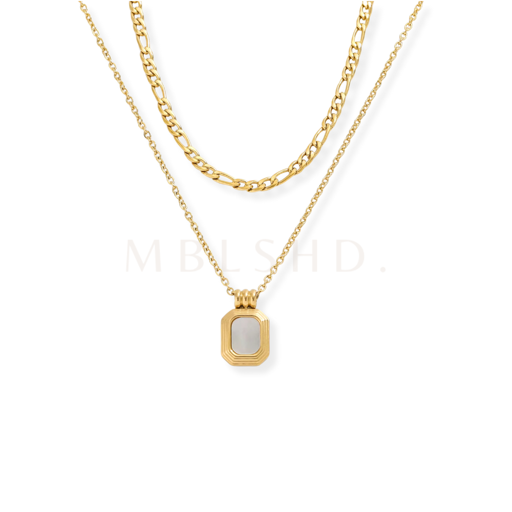White Square Layered Necklace
