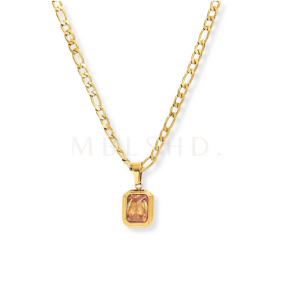 Yellow Square Pendant Necklace
