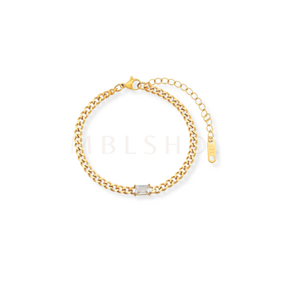 Rectangle Zircon Chain Bracelet