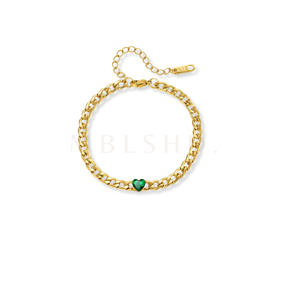 Green Heart Chain Bracelet