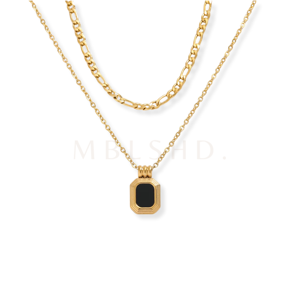 Black Square Layered Necklace