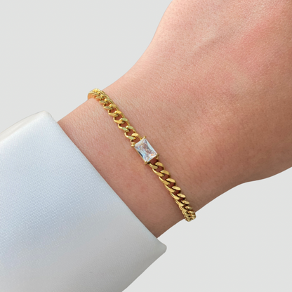 Rectangle Zircon Chain Bracelet