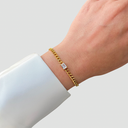 Rectangle Zircon Chain Bracelet