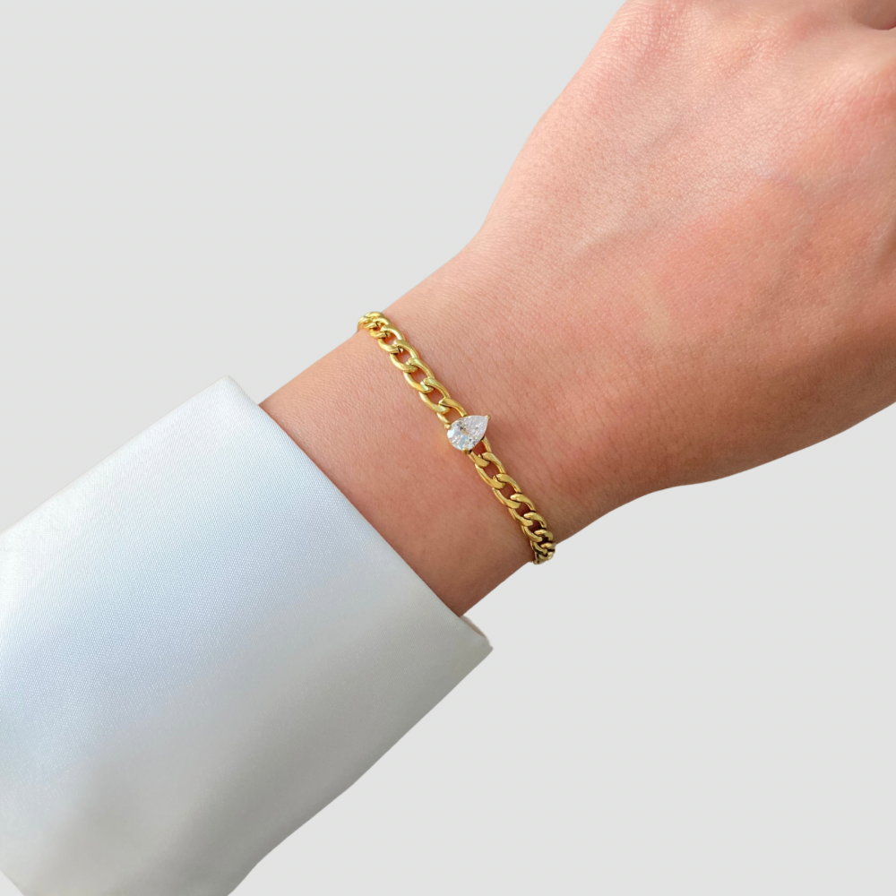 Teardrop Zircon Chain Bracelet