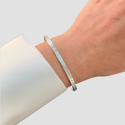 Square Zircon Bangle Silver