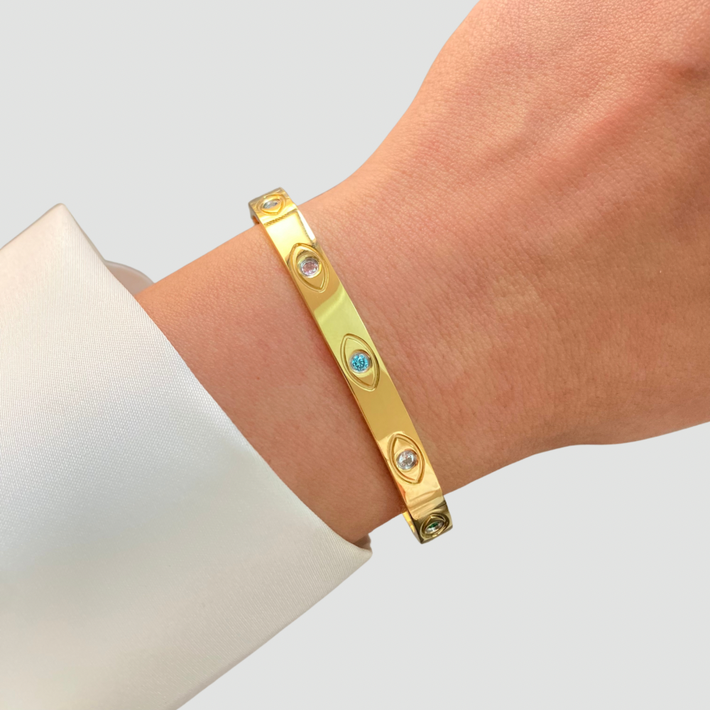Colorful Eye Bangle Gold