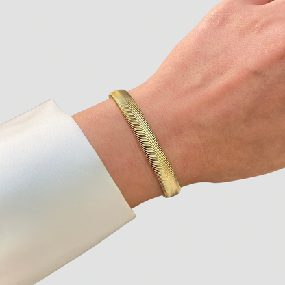 Wide Herringbone Chain Bracelet