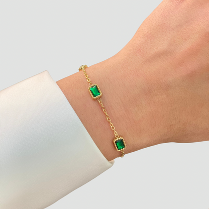 Green Stones Bracelet Gold