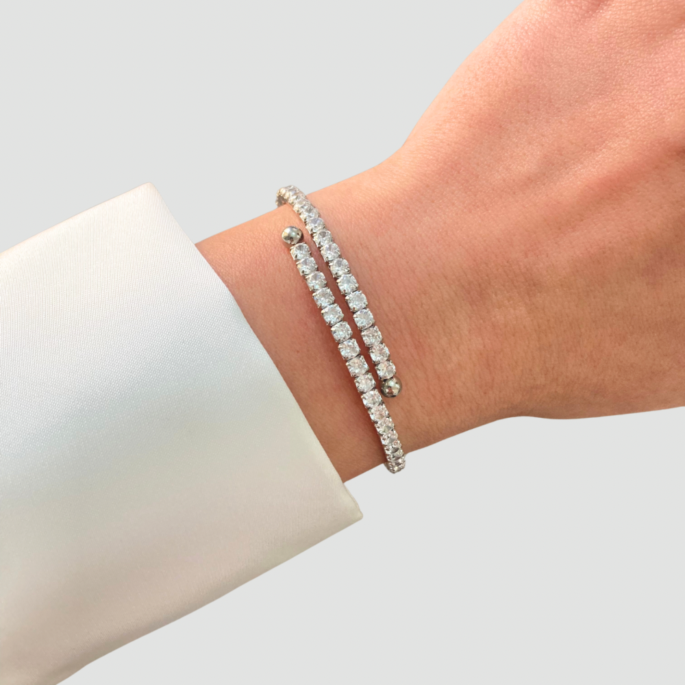 Wrap Tennis Bangle Silver