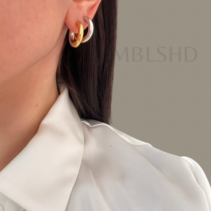 Small Chunky Earrings Silver & Gold