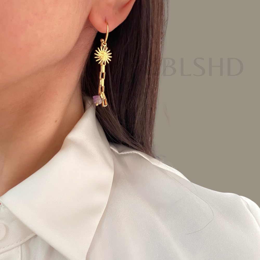 Mismatched Purple Charms Earrings