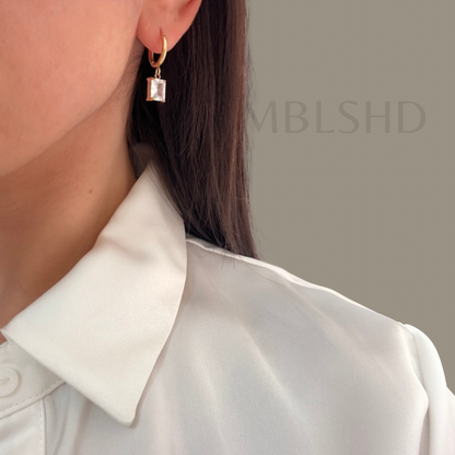 White Square Drop Earrings