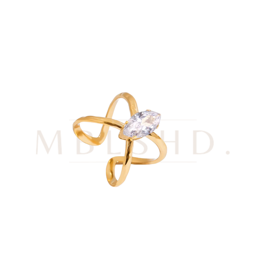 X Shaped Zircon Ring