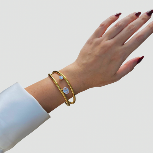 Dual Gem open Bangle