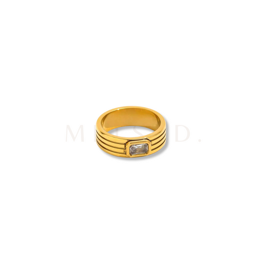 White Ribbed Band Ring