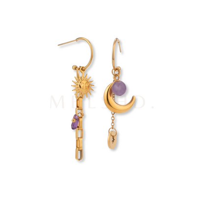 Mismatched Purple Charms Earrings