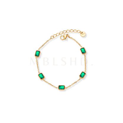Green Stones Bracelet Gold