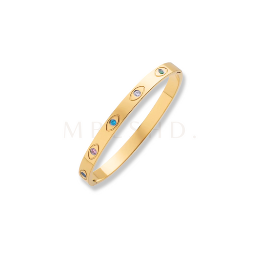Colorful Eye Bangle Gold